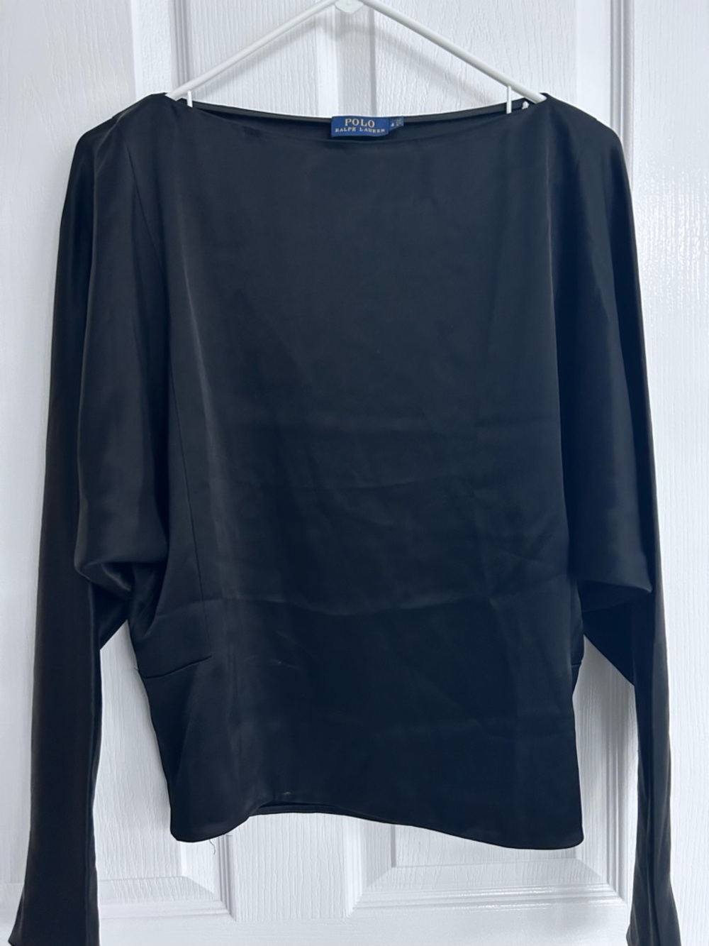 Polo by Ralph Lauren Black Long-Sleeve Satin Top